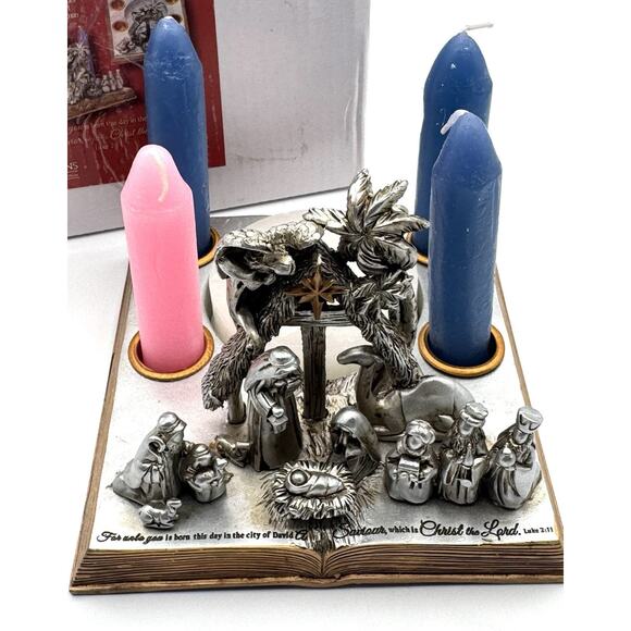 Dicksons Christmas Nativity Advent Book Figurine Candle Holder Resin Wreath READ - Picture 2 of 16
